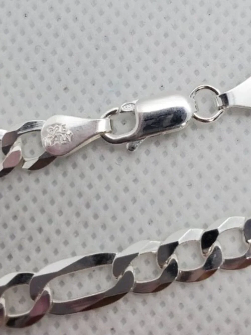 Sterling Silver 925 High Polished Figaro Bracelet 5.6mm 8 inches